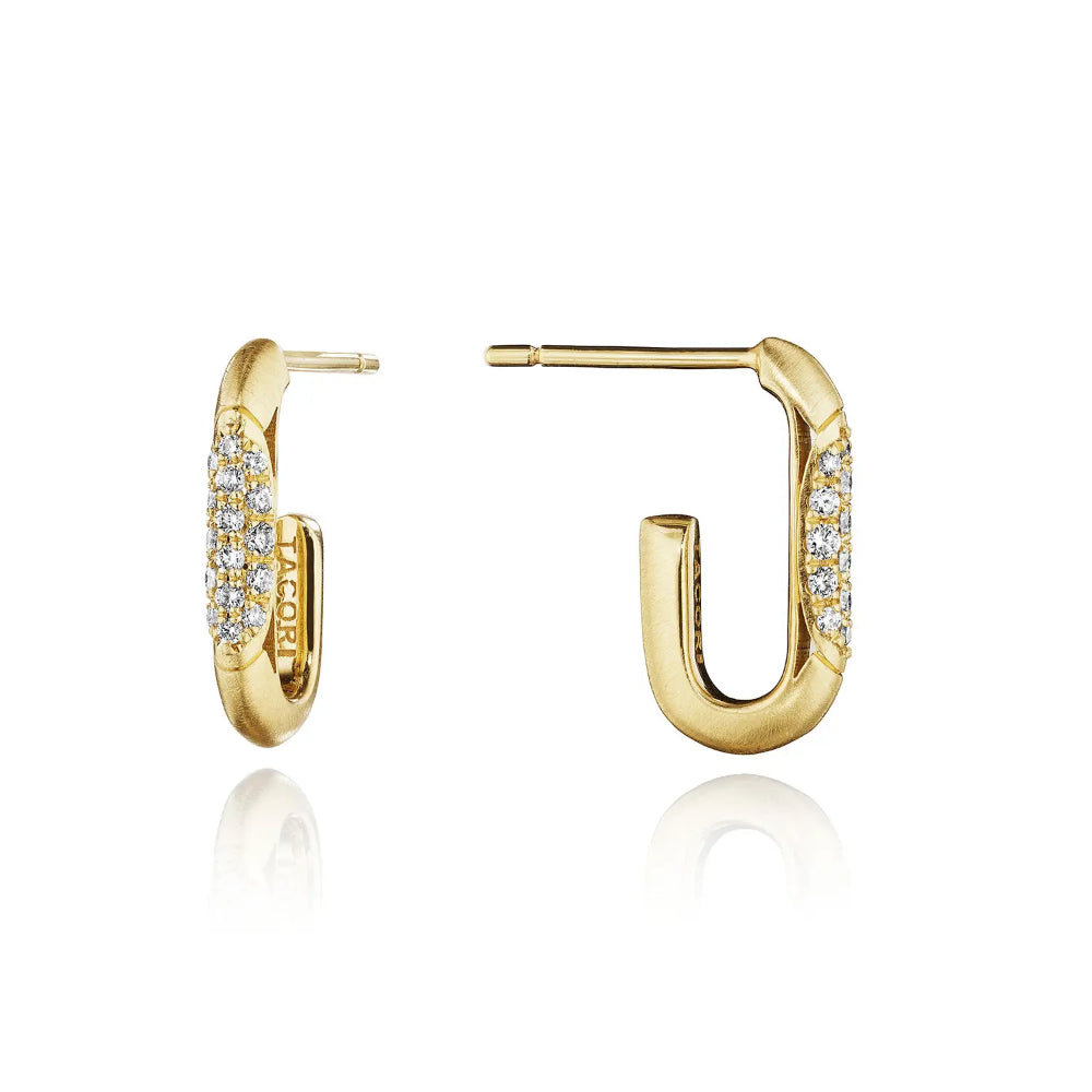 Tacori 18k Gold Crescent Eclipse Satin Finish Single Link Earrings