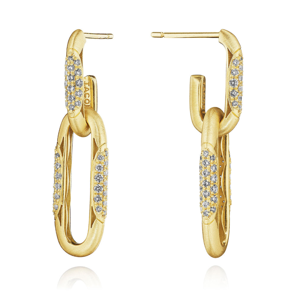 Tacori 18k Gold Crescent Eclipse Double Link Earrings