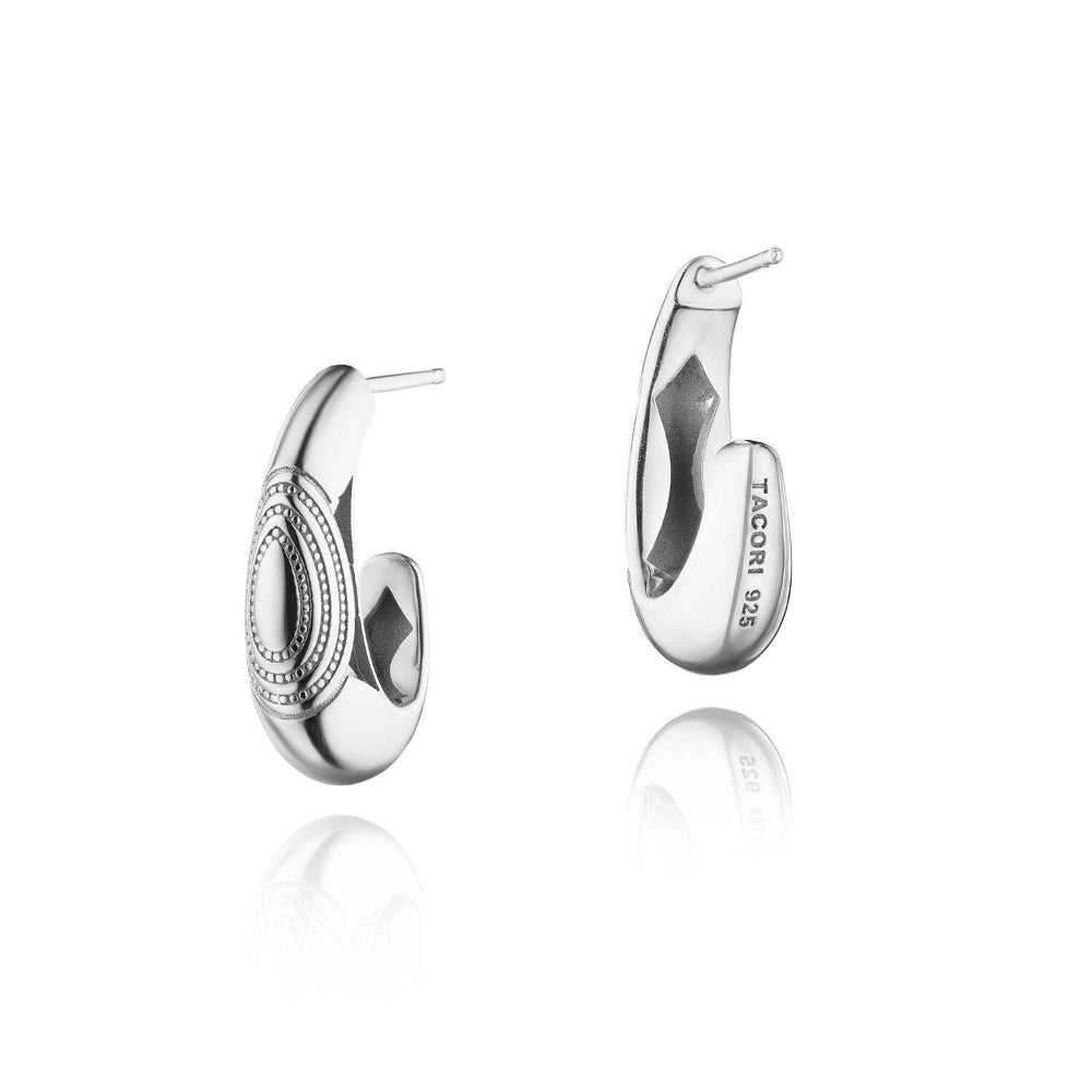 Tacori Crescent Eclipse Silver Small Tapered Hoop Earrings