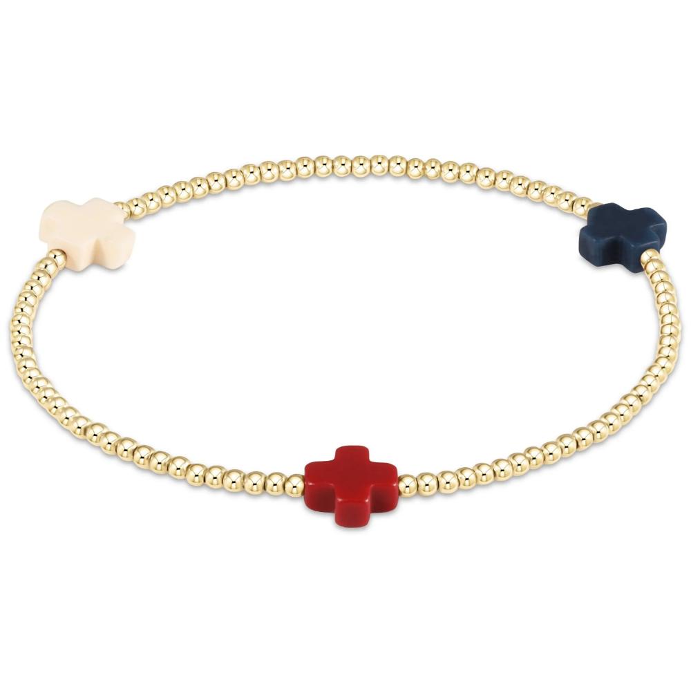 enewton 7.25" extends Signature Cross 3mm Bead Bracelet - Firecracker