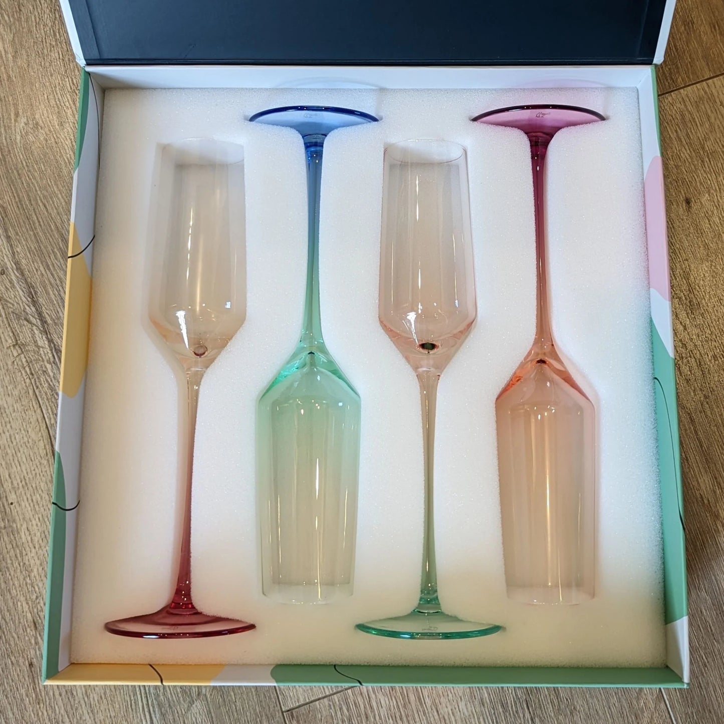 Byrdeen Mezclada Handblown Champagne Flute - Set of 4