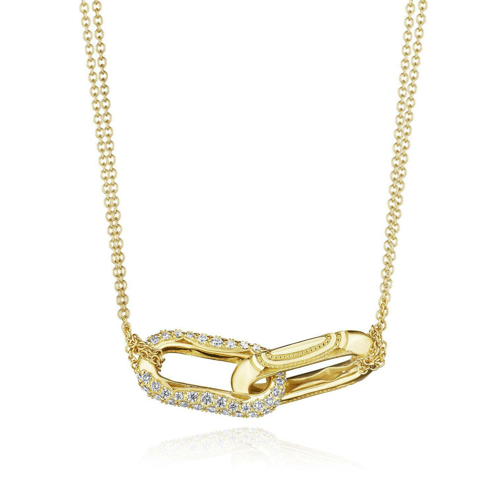 Tacori 18k Gold Double Link Pendant with Diamonds