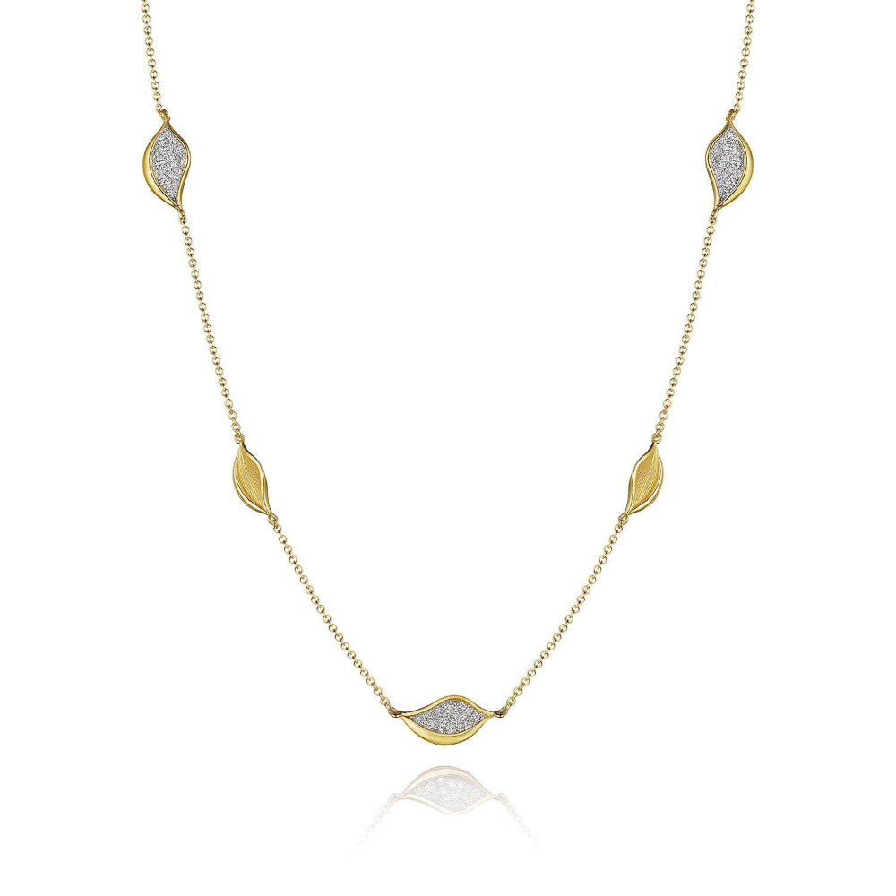 Tacori 18k Gold Dahlia Petal Diamond Pave Station Necklace