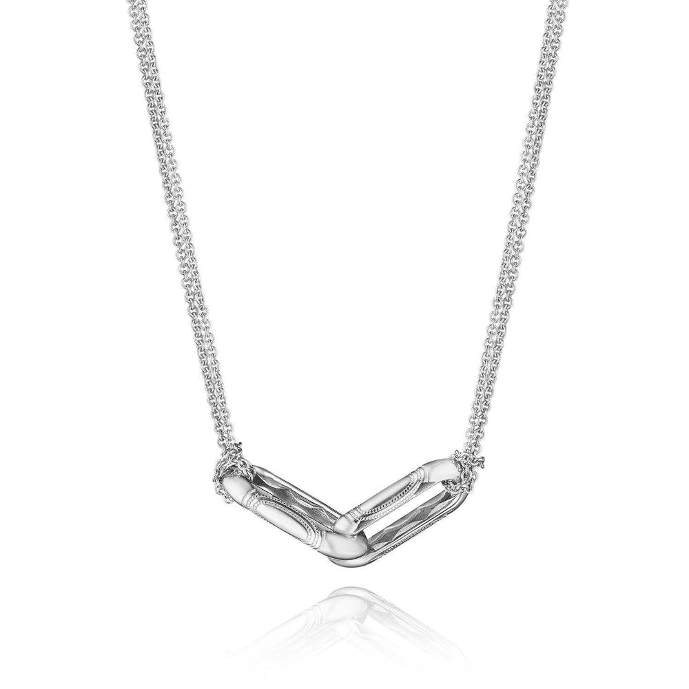 Tacori Crescent Eclipse Silver Large Double Link Pendant Necklace
