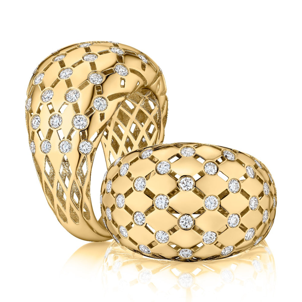 A. Jaffe 14k Diamond Studded Dome Tapered Ring