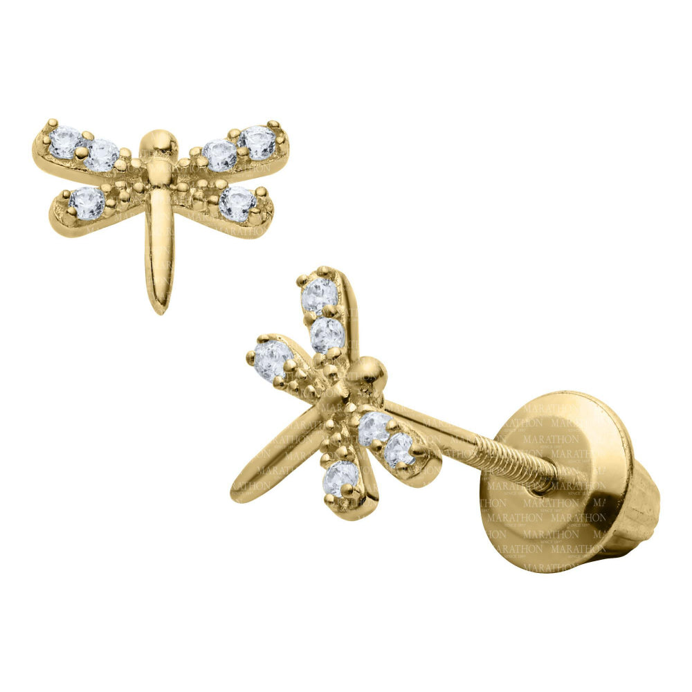 Children's 14k Gold Dragonfly Stud Earrings