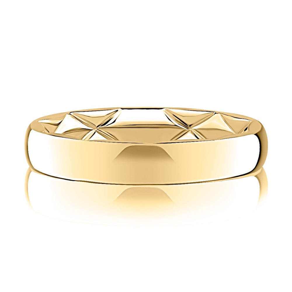 A Jaffe 14k Gold 4mm Classic Quilted Wedding Band