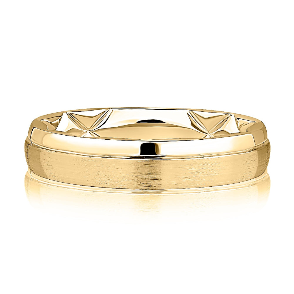 A Jaffe 14k Gold 5mm Quilted Satin Finish Band