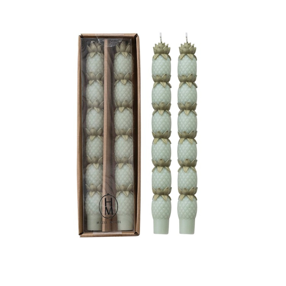 Hazel Mazel Unscented Pineapple Taper Candles - Set of 2