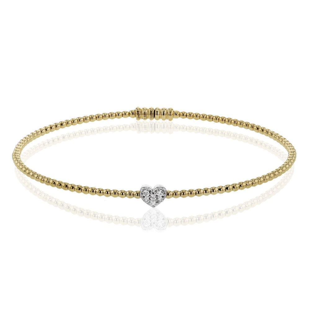 Simon G. 18k Gold Heart Bangle with Diamonds