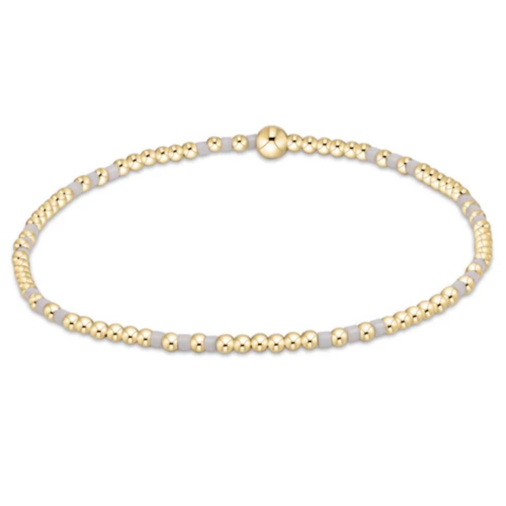 enewton 6.25" Hope Joy Pattern 2mm Bead Bracelet - White