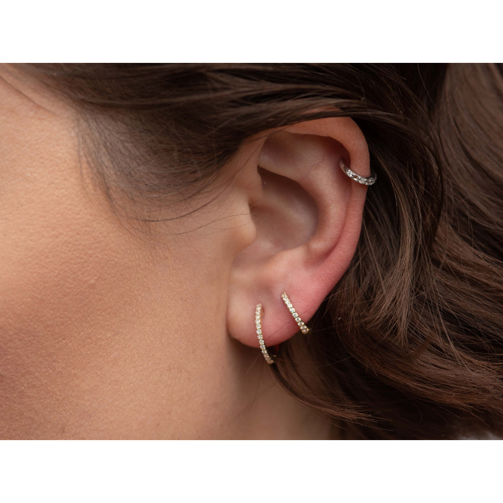 Rachel Reid 14k Pave Diamond Huggie Earrings