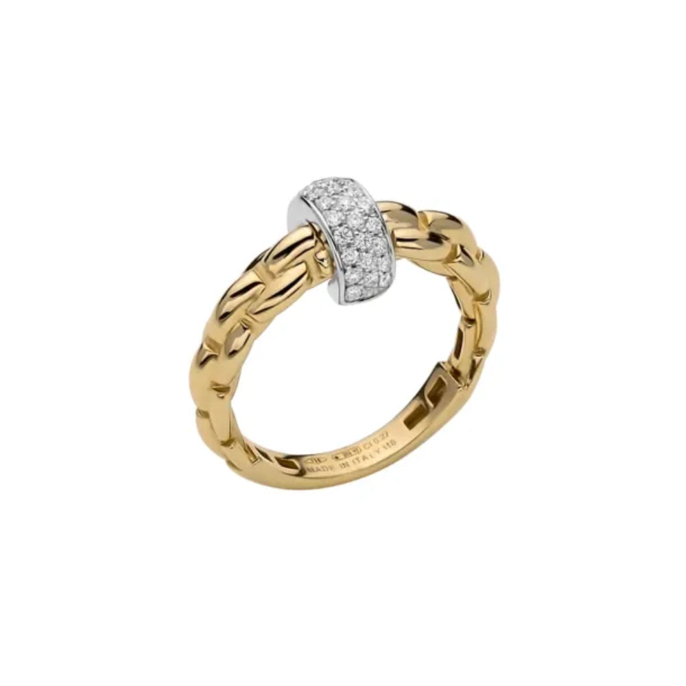 Fope Eka Collection 18k Gold Flex'it Ring with Pave Diamond