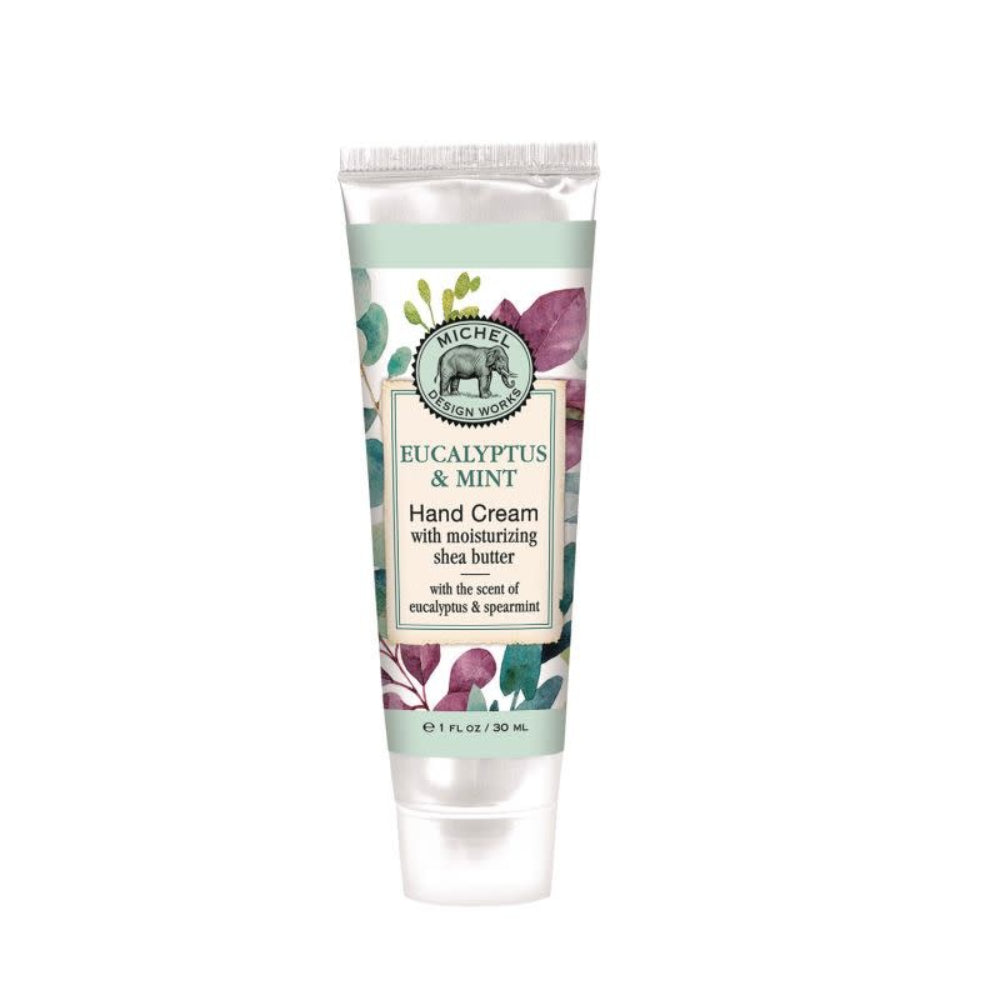 Hand cream tube with floral design on a white background