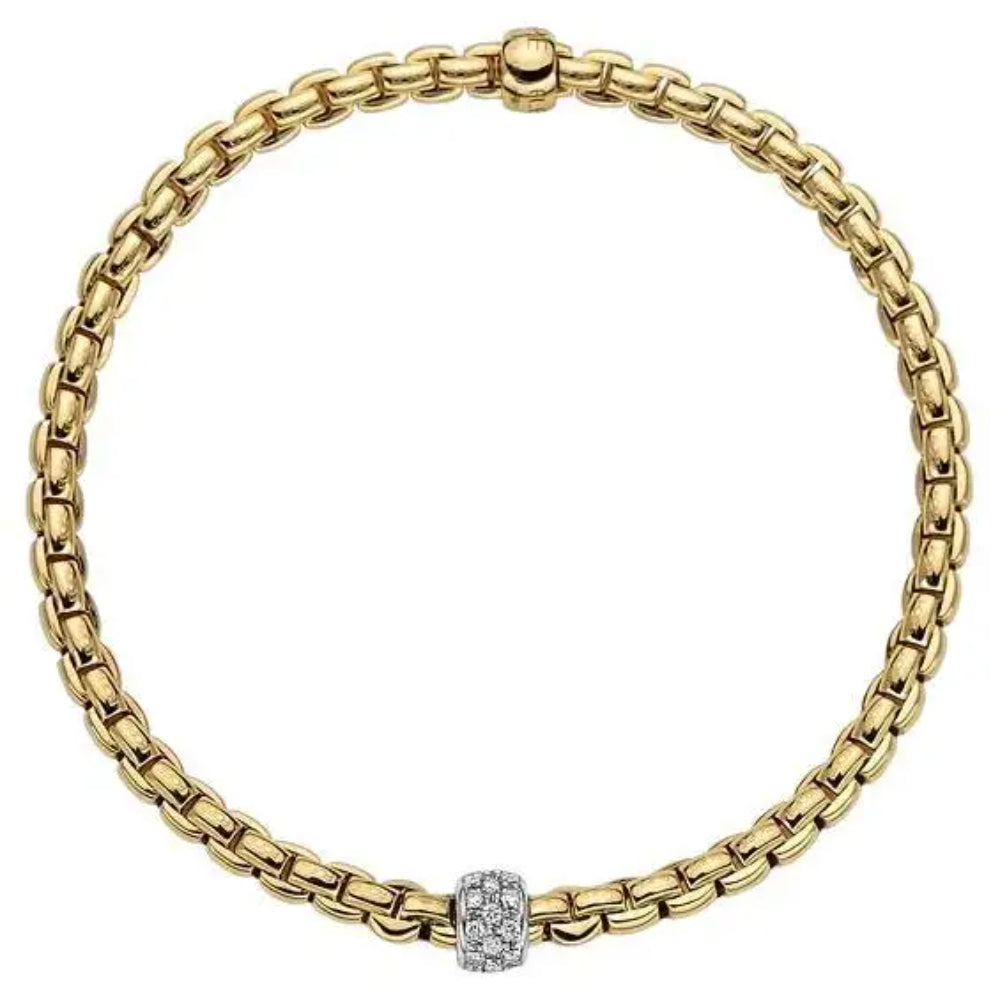 Fope Eka Collection 18k Flex'It Bracelet with Diamond Pavé