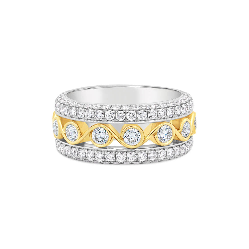 Jack Kelege 18k Two-Tone Diamond Scroll Band