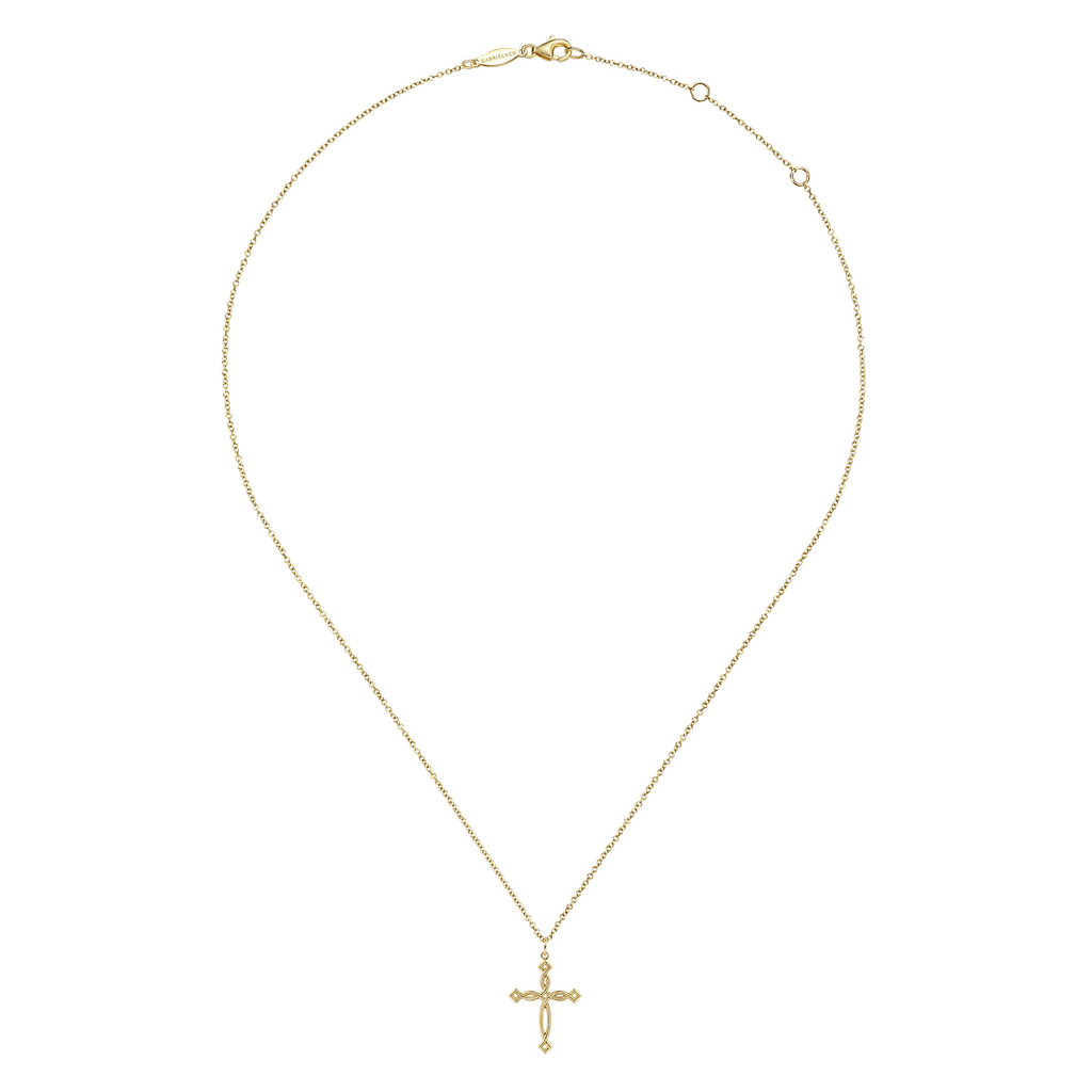 Gabriel & Co. 14k Yellow Gold Twisted Cross Pendant Necklace