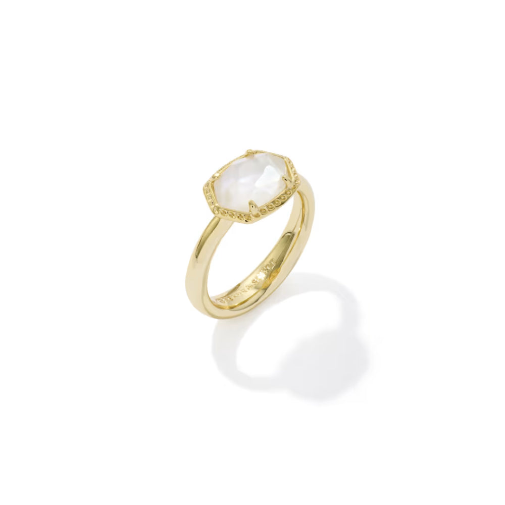 Kendra Scott Gold Daphne Frame Band Ring in Ivory Mother of Pearl