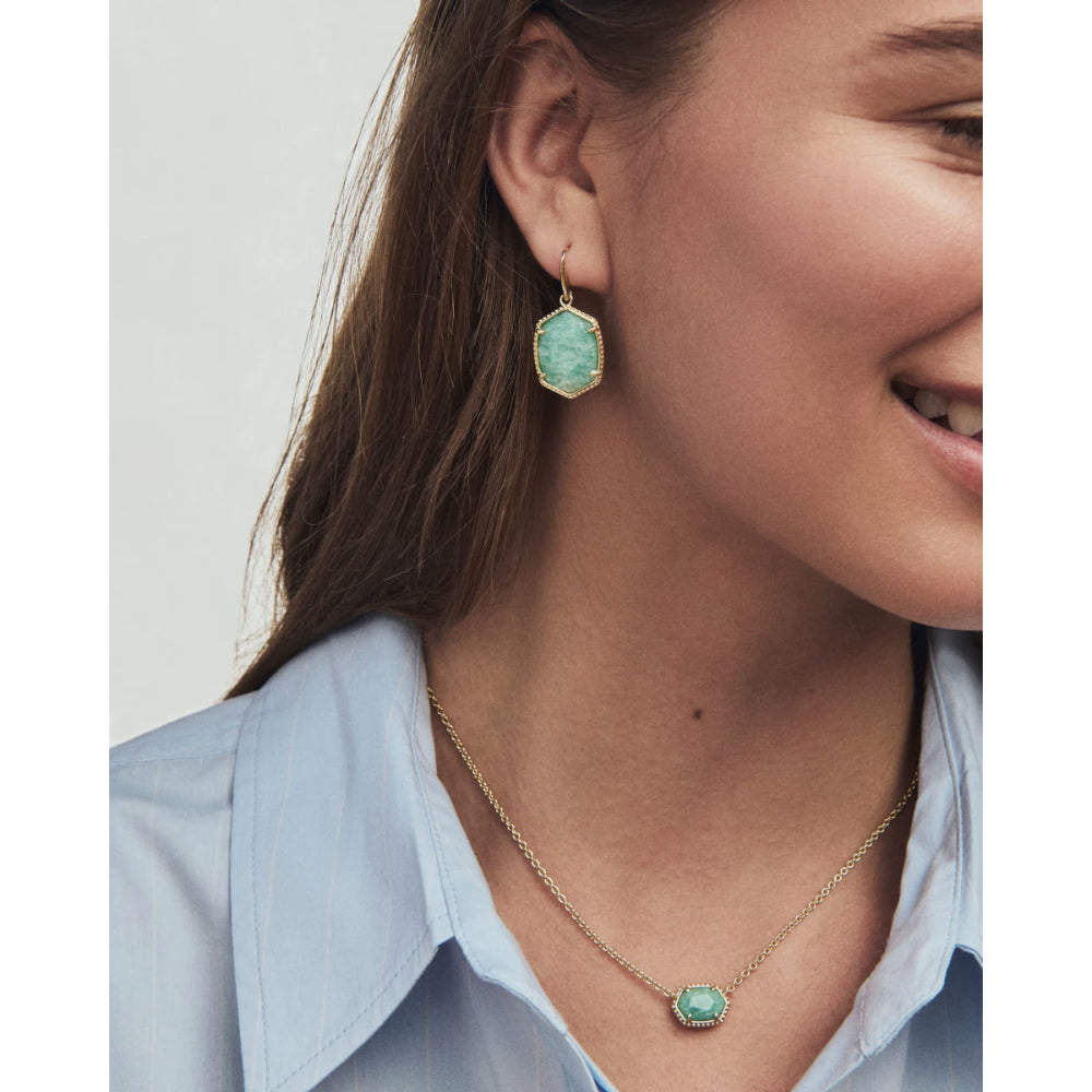 Kendra Scott Gold Daphne Frame Drop Earrings in Teal Amazonite