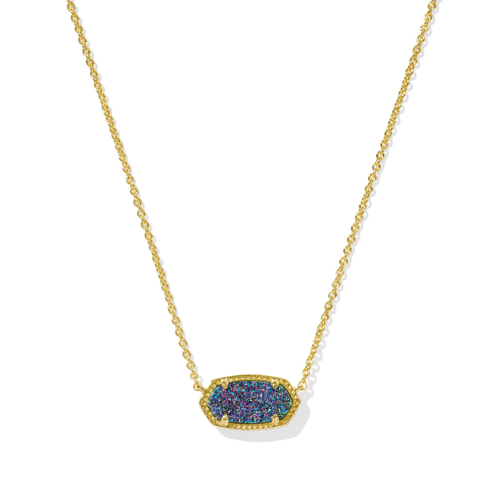 Kendra Scott Elisa Gold Short Pendant Necklace in Drusy - Multi Drusy