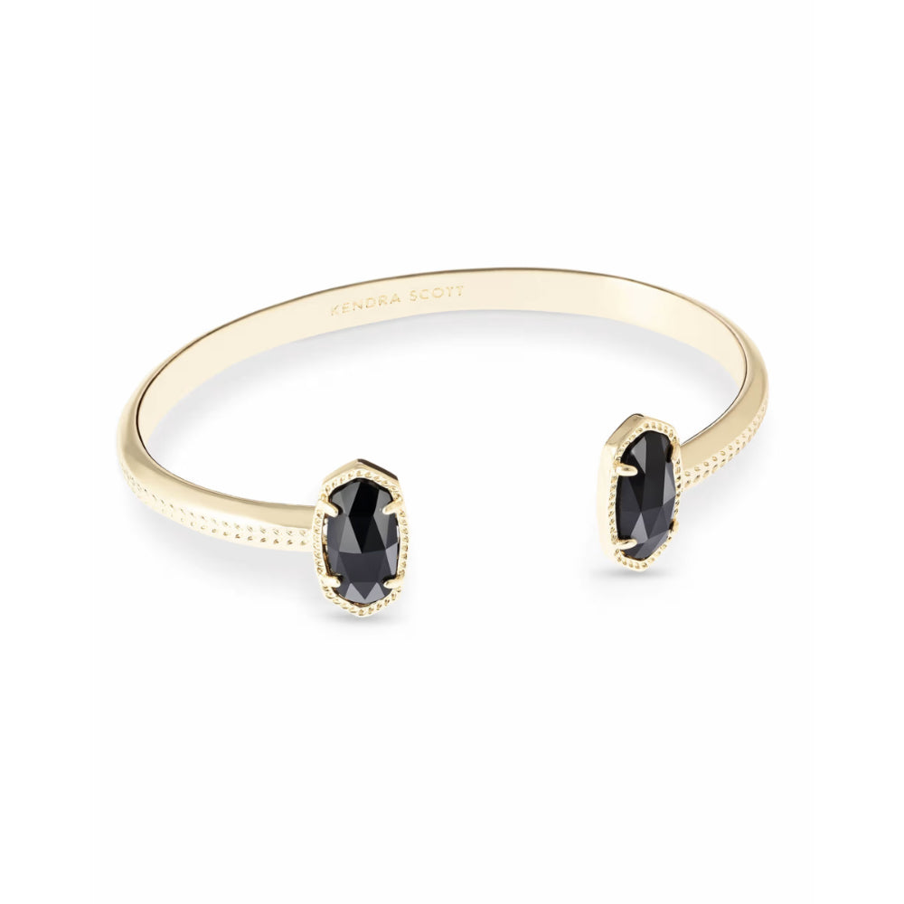 Kendra Scott Gold Elton Cuff Bracelet in Black Opaque Glass