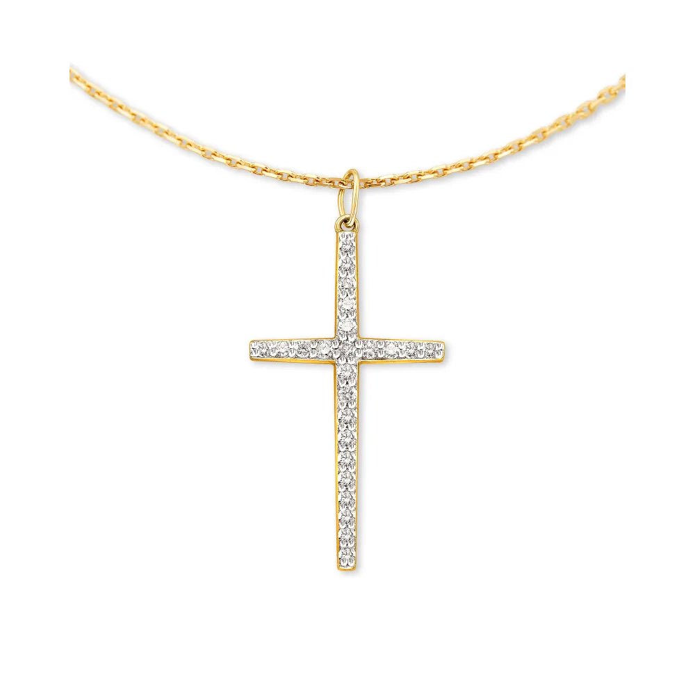 Kendra Scott Large Cross 14k Gold Pendant Necklace in White