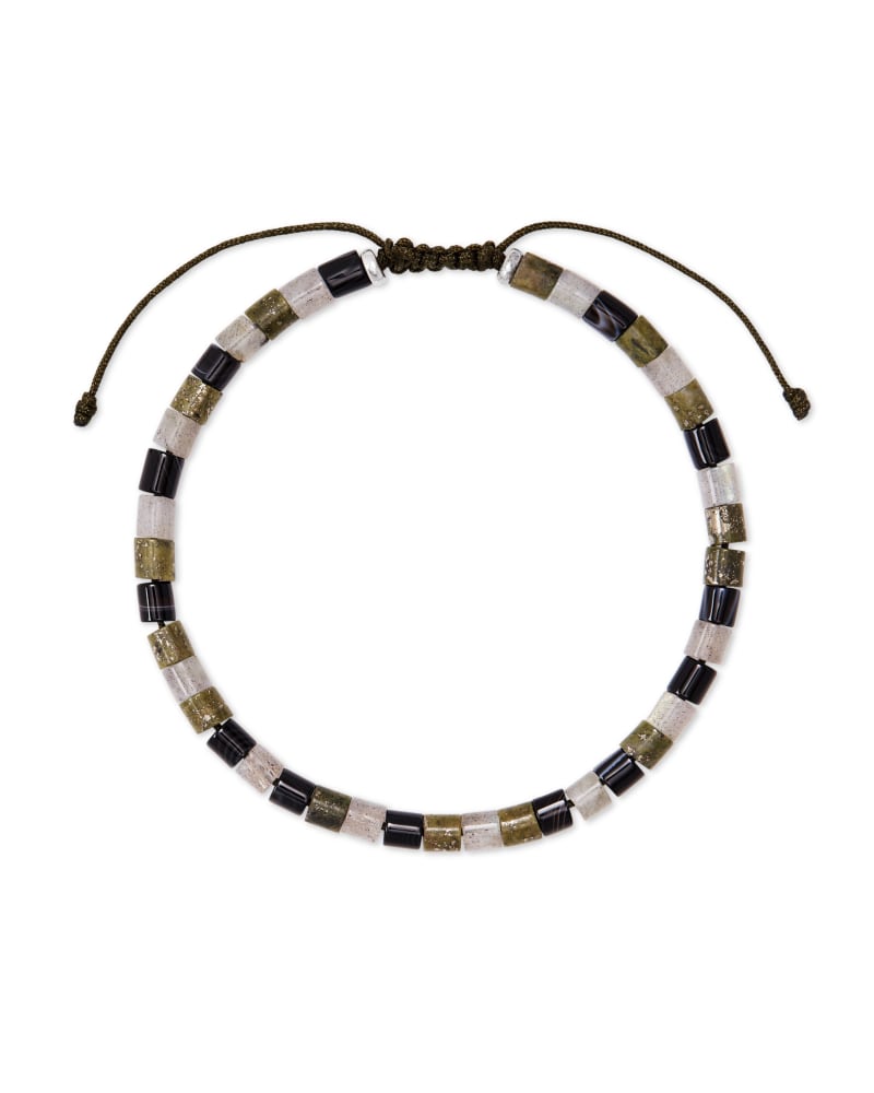 Scott Bros. Grey Oxidized Sterling Silver Corded Bracelet In Olive Mix