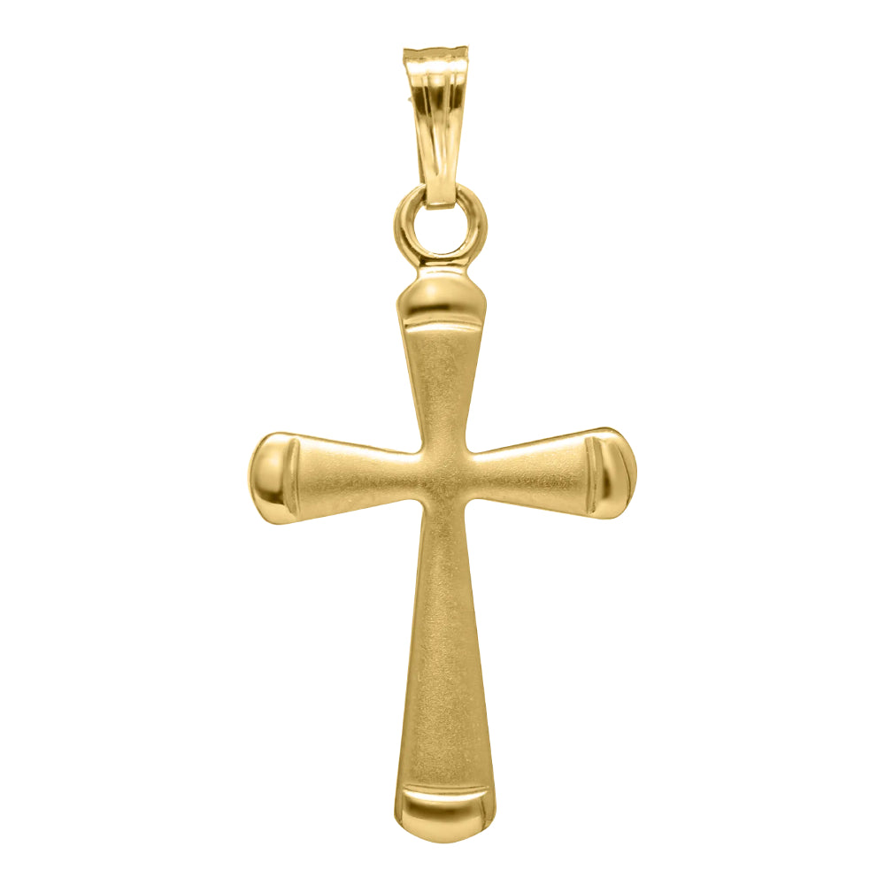 14Y 13x19mm Satin Finish Cross Pendant Necklace 18"