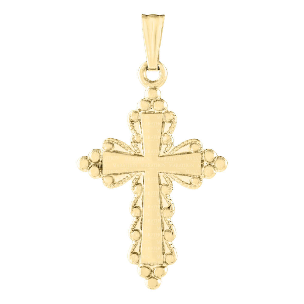 14k Yellow Gold Beaded Cross Necklace