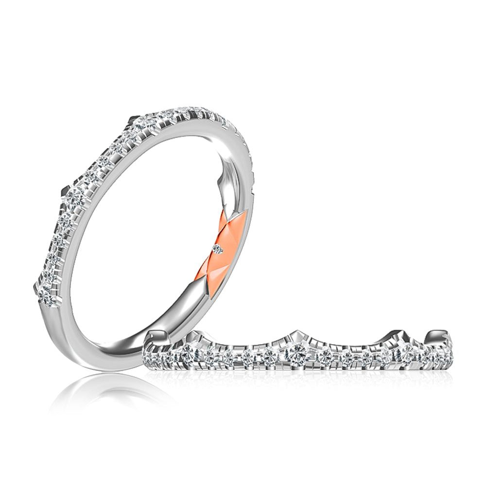 A. Jaffe 14k Intricate Pointed Diamond Wedding Band