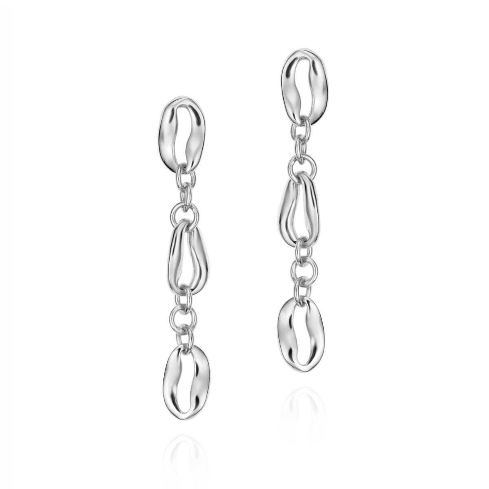 Jorge Revilla Bean Collection Silver Marine Design Drop Earrings