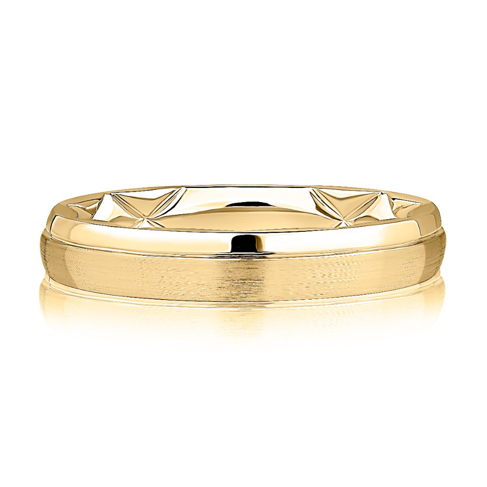 A Jaffe 14k Gold 3mm Quilted Satin Finish Band