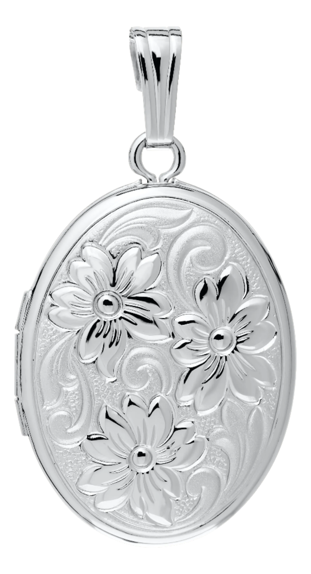14W 17x20mm Oval Floral Engraved Locket on 18" Chain