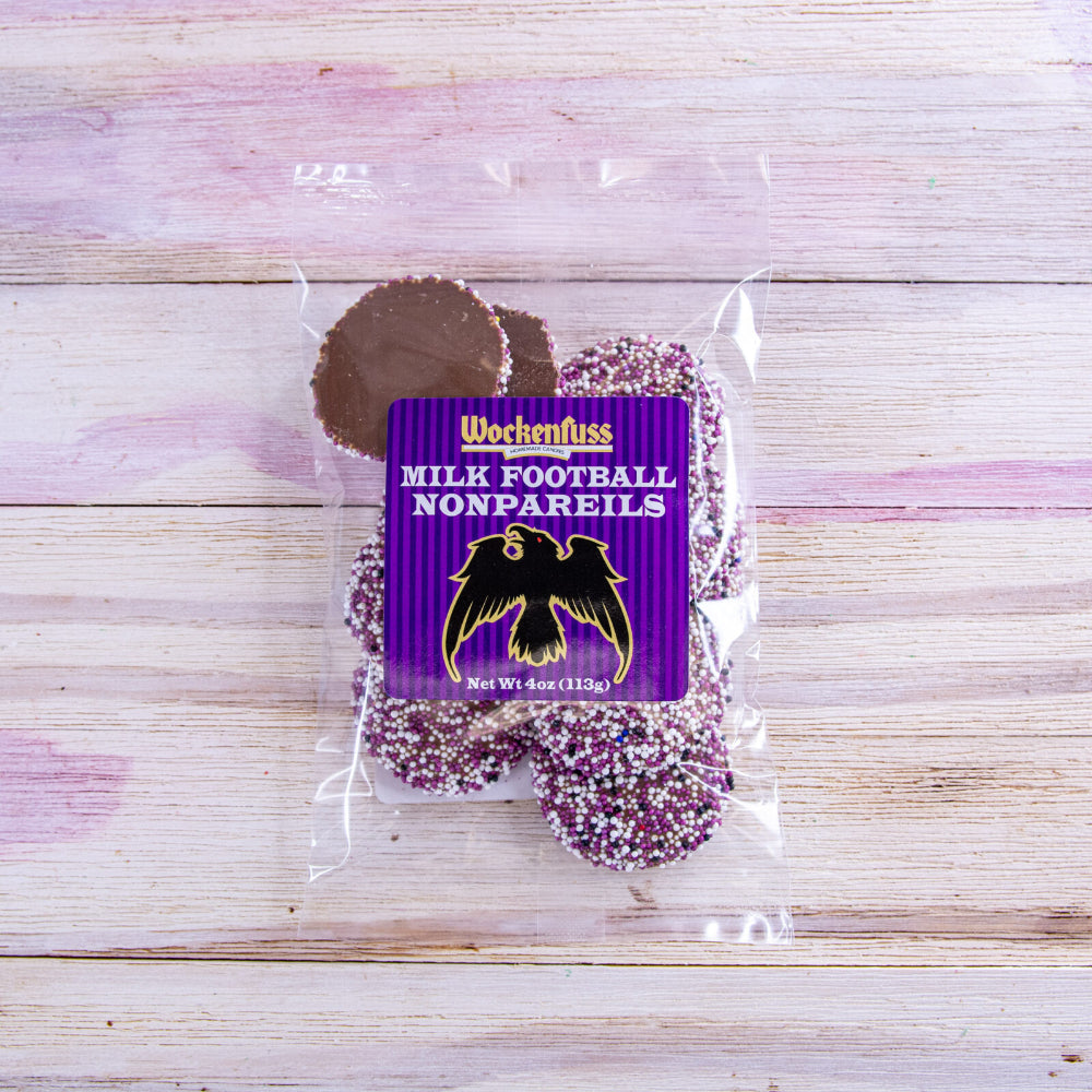 Milk football nonpareils from Wockenfuss candies