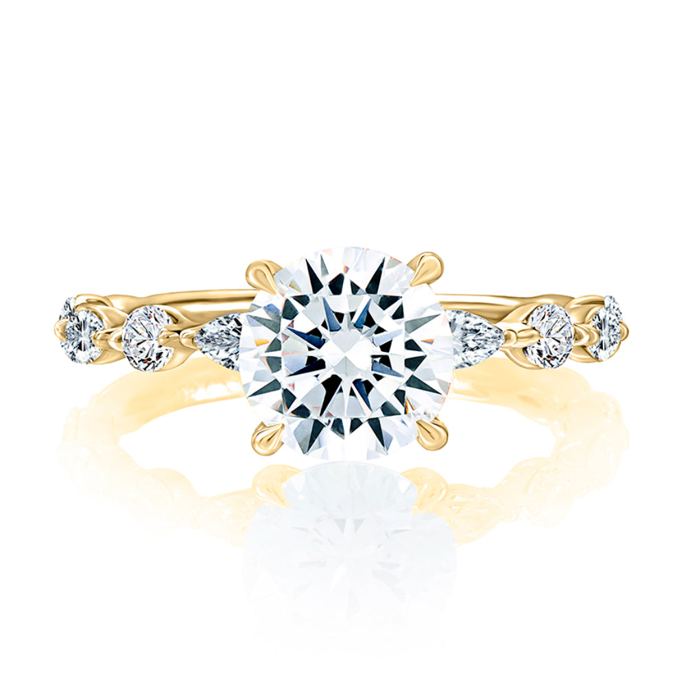 A. Jaffe Classic Round Center Stone Diamond Engagement Ring