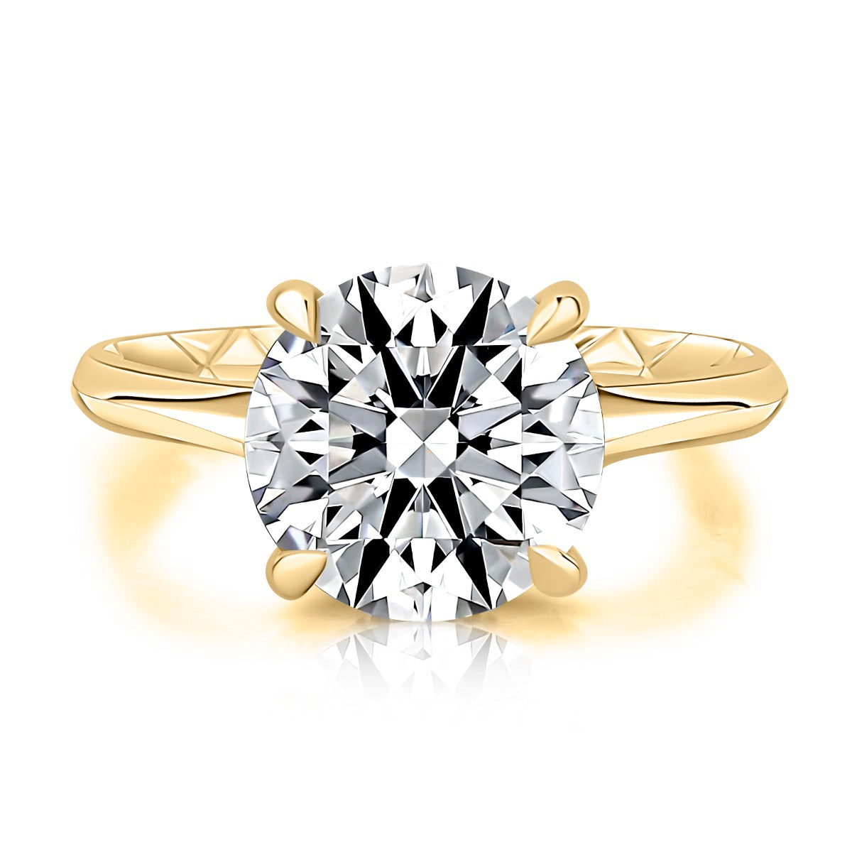 A. Jaffe 14k Yellow Gold Round Solitaire Engagement Ring with Hidden Halo