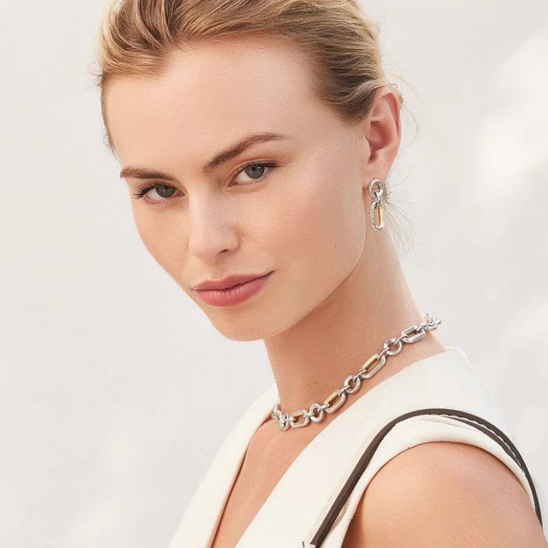 Brighton Medici Two Tone Link Post Drop Earrings