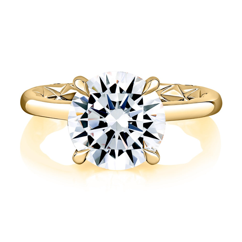 A. Jaffe 14k Gold Classic Solitaire Round Diamond Engagement Ring with Hidden Halo