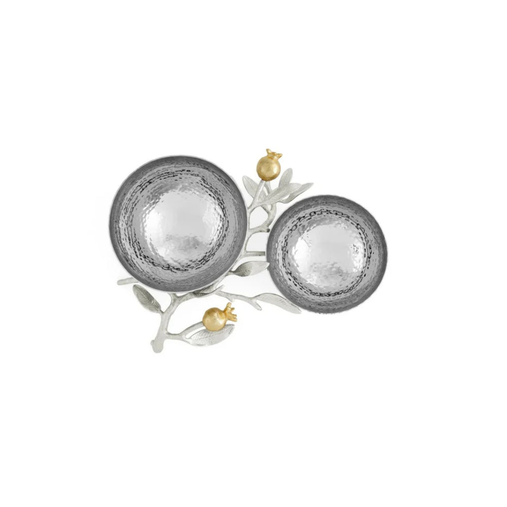 Michael Aram Pomegranate Silver & Gold Double Bowl