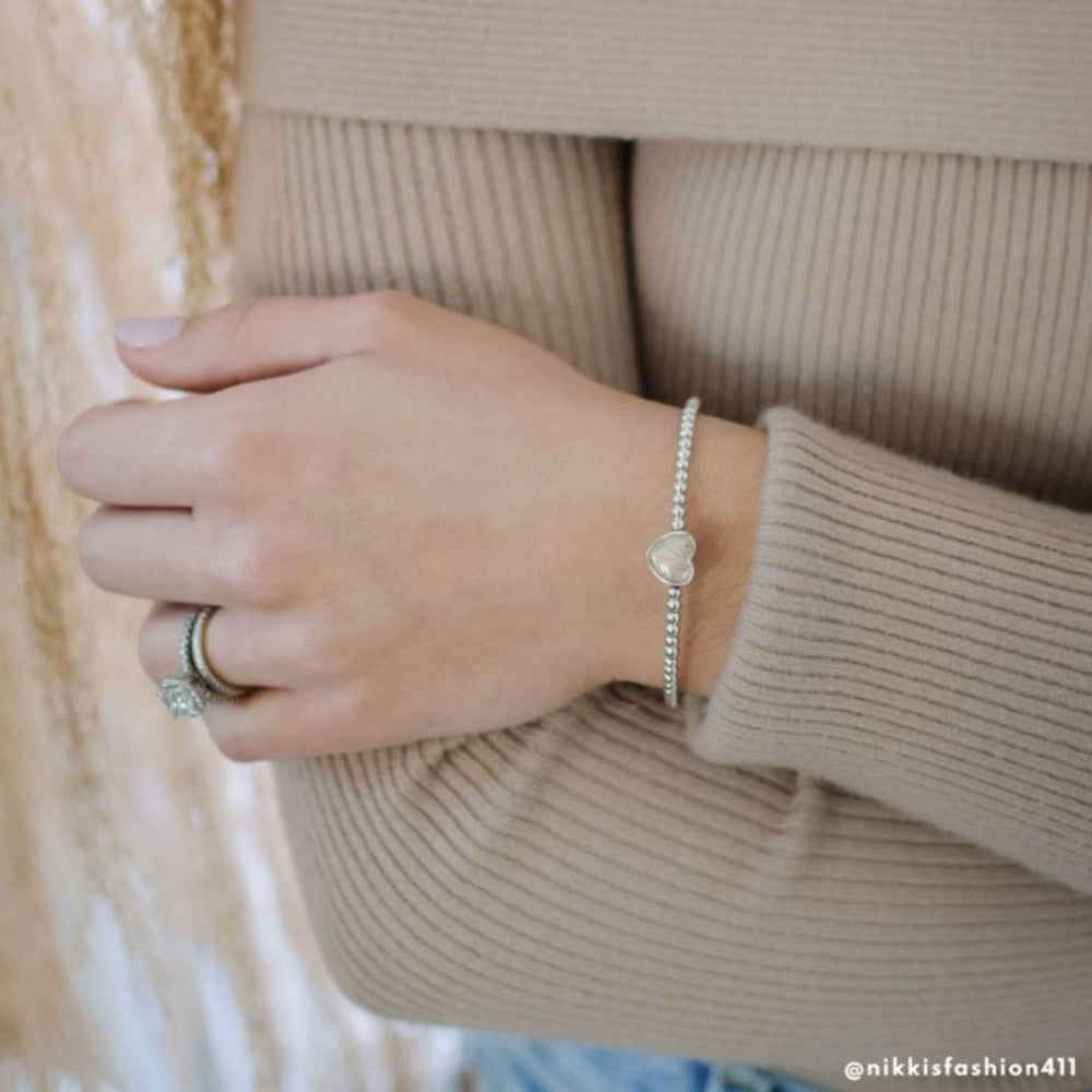 Dune Silver Beaded Cuff Bracelet - Heart