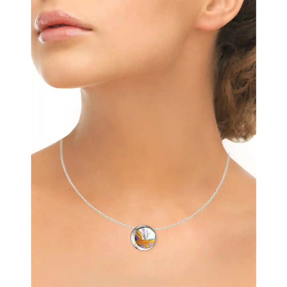 Nicole Barr Sunset Color Aurora Circle Necklace