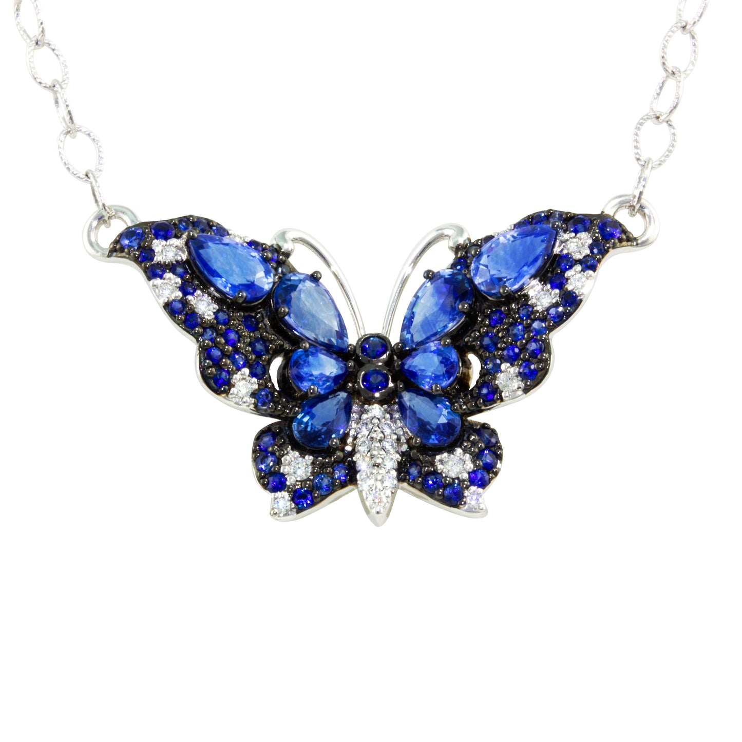 Bellarri 14k Sapphire and Diamond Butterfly Pendant Necklace