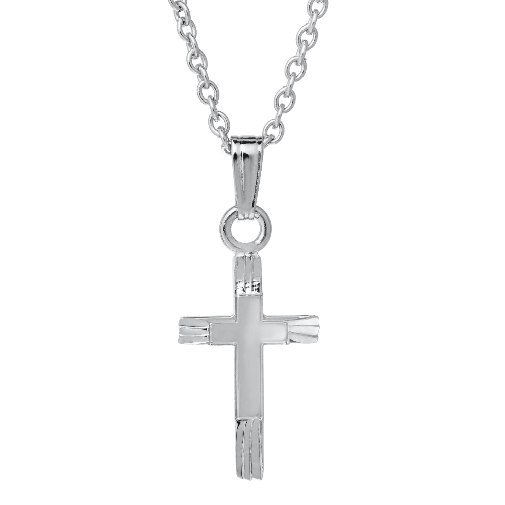 Children's Sterling Silver Engraved Cross Necklace