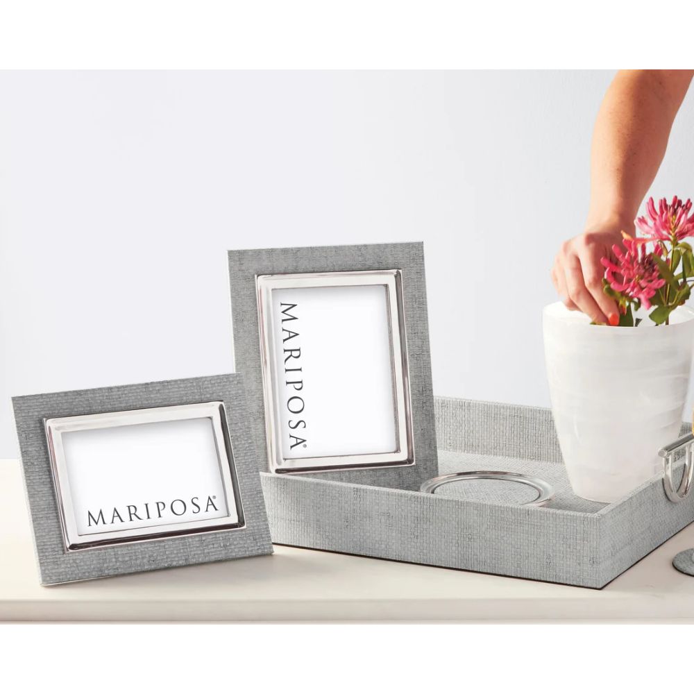 Mariposa Pale Gray Faux Grasscloth Signature Picture Frame