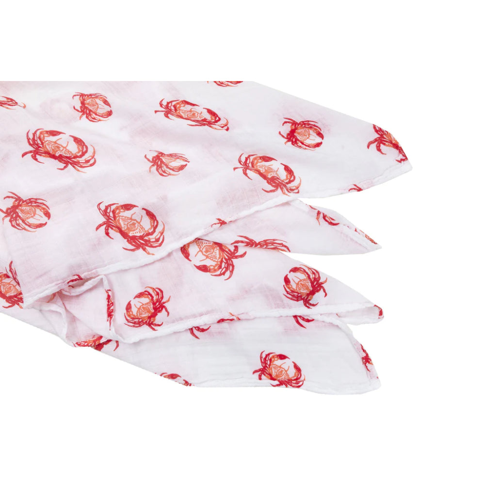 Little Hometown Pink Crab Muslin Swaddle Blanket