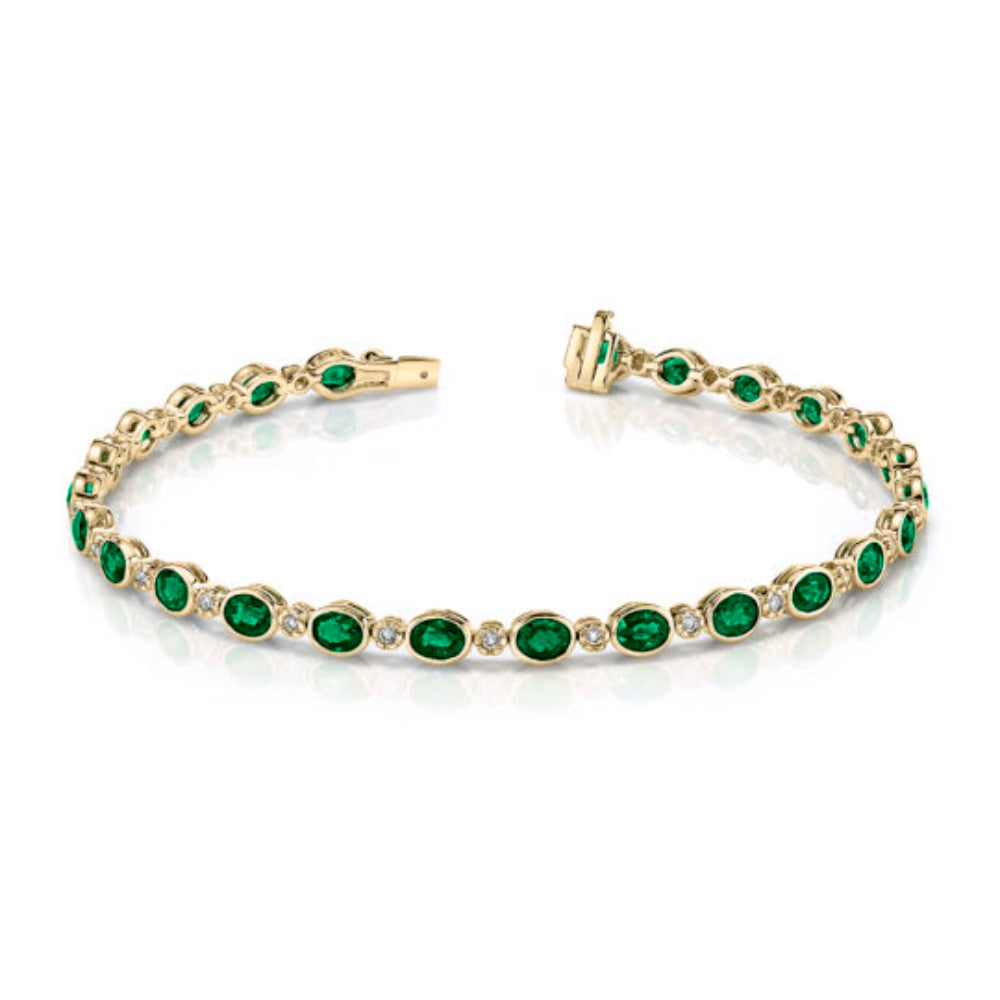14k Gold Emerald and Diamond Bracelet