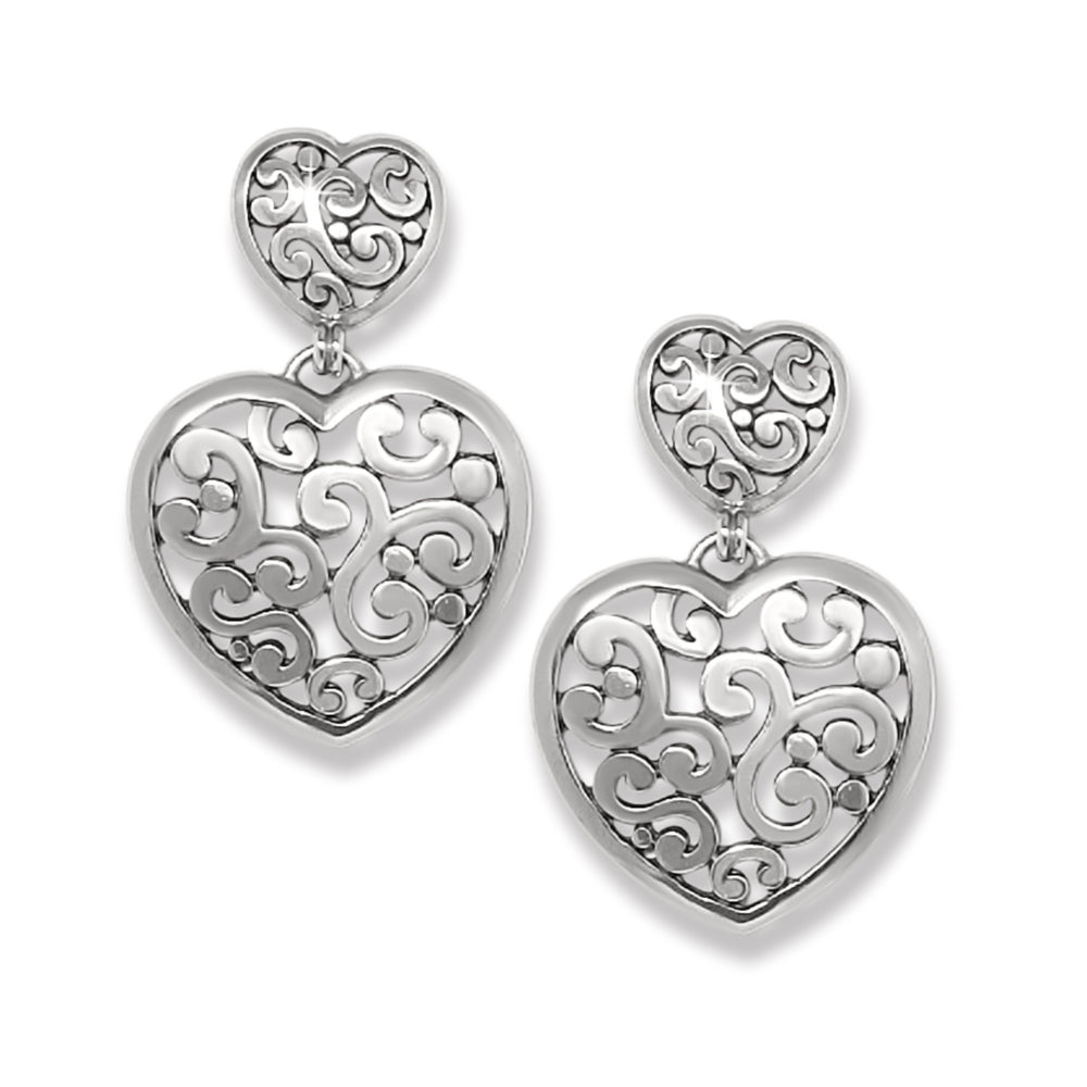 Brighton Contempo Heart Double Post Drop Earrings - Silver