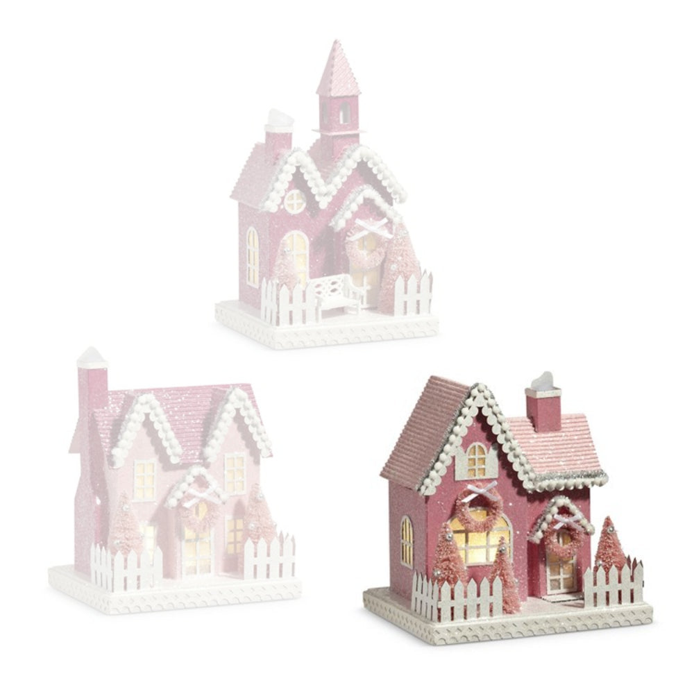 Pink Lighted Christmas Village