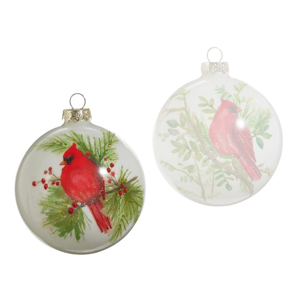 4" Cardinal on Branch Ball Ornament