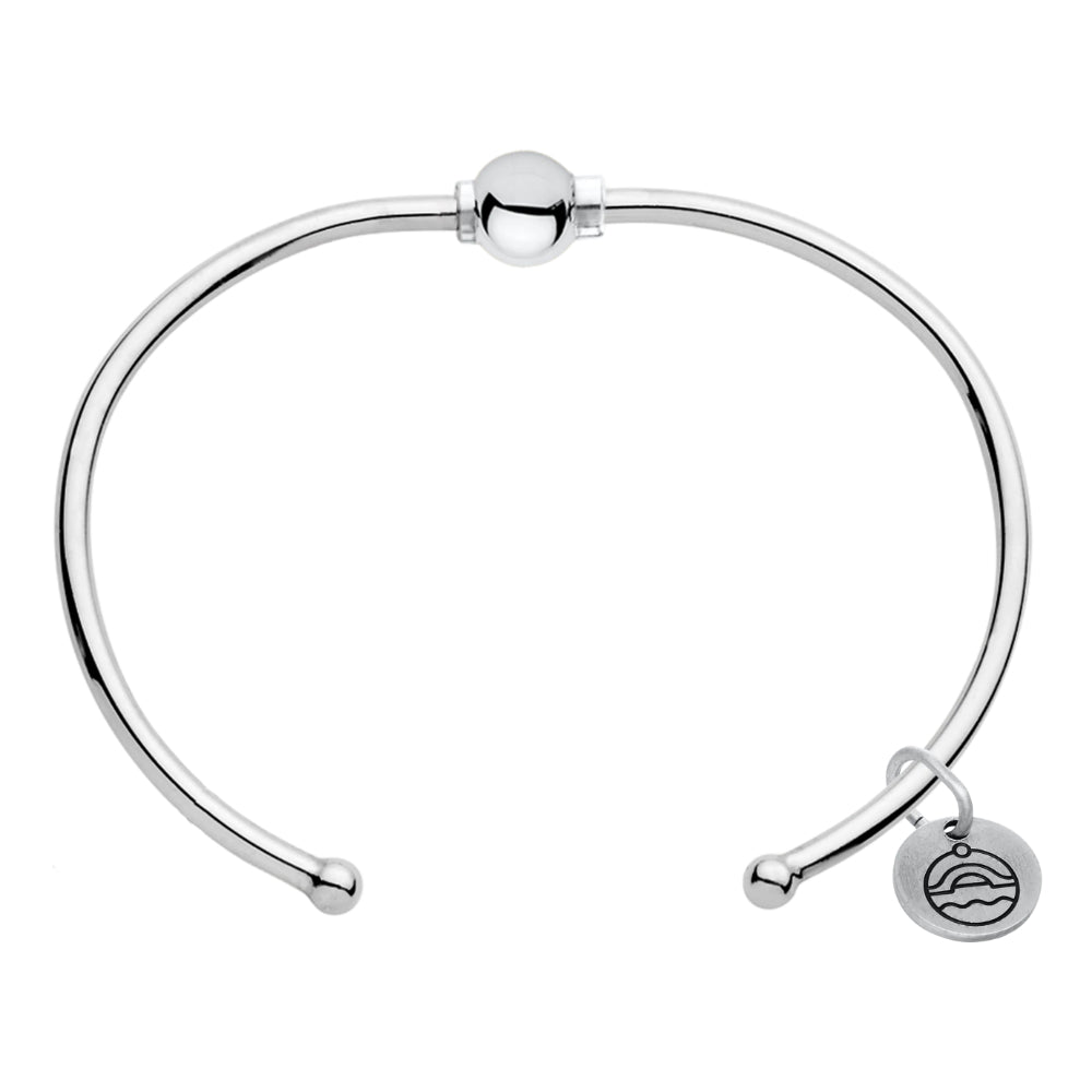 Sterling Silver Cuff Bracelet with Single Polished Bead